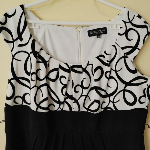 Michel Antoni Collection Black cream Dress size 14W - Picture 3 of 12